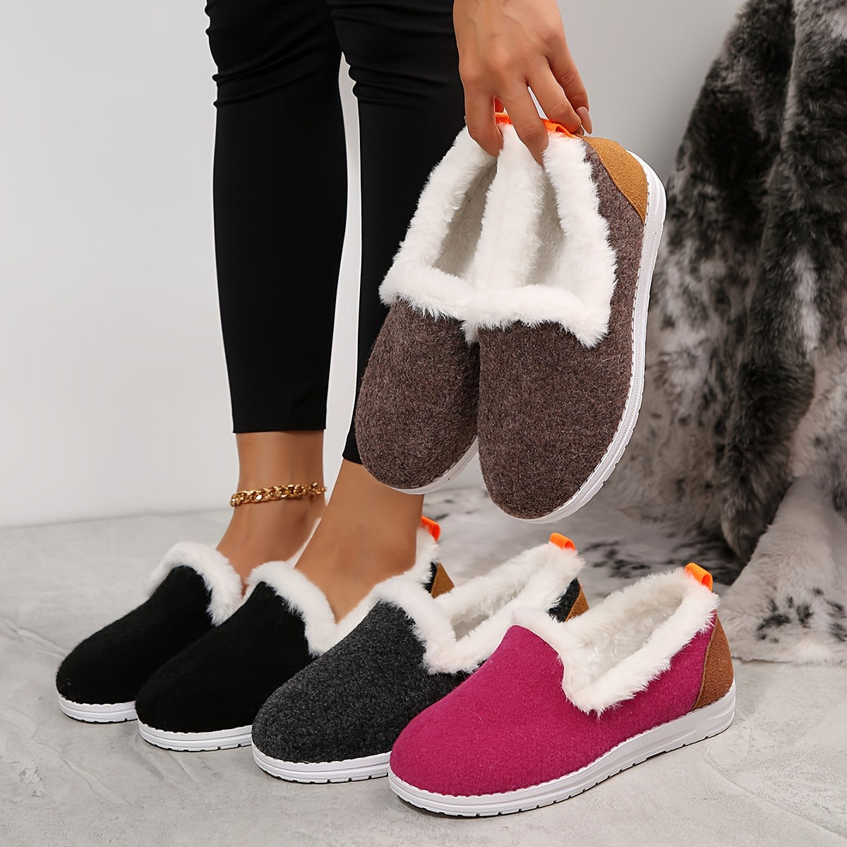 Marley Shoes™ | Women's Winter Plush-Like Loafers