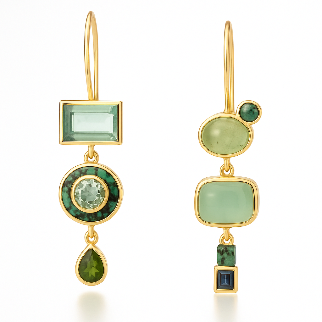 Green Dangle Earrings – Retro Boho Drop Style