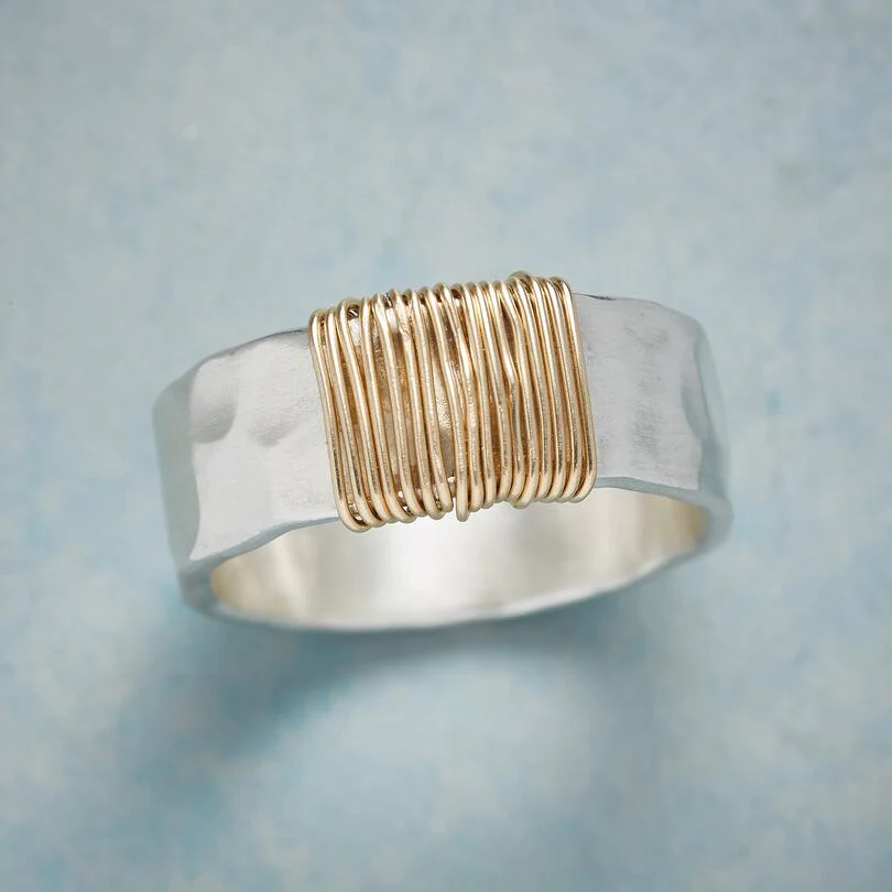 Vintage Gold & Silver Ring – Dual-Tone Retro Band